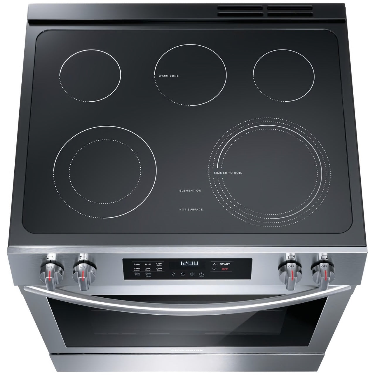 30 in. 5-Burner Element Slide-In Front Control Self-Cleaning Electric Range with Convection in Stainless Steel