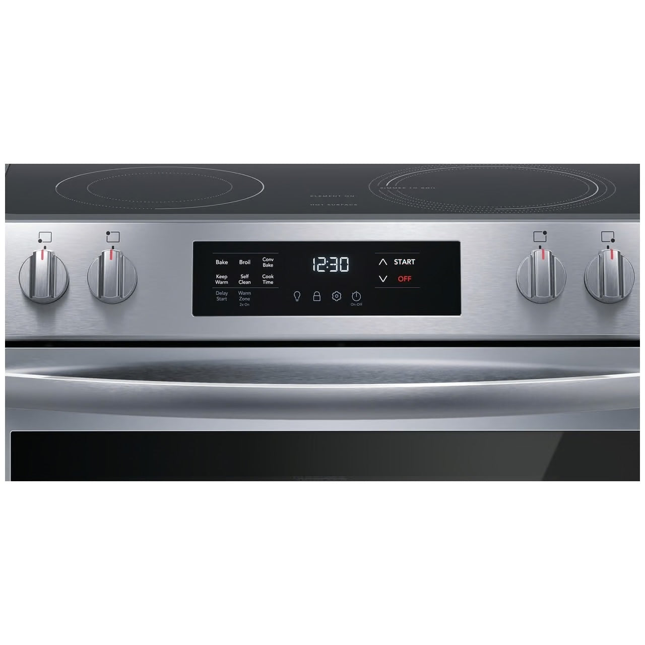 30 in. 5-Burner Element Slide-In Front Control Self-Cleaning Electric Range with Convection in Stainless Steel