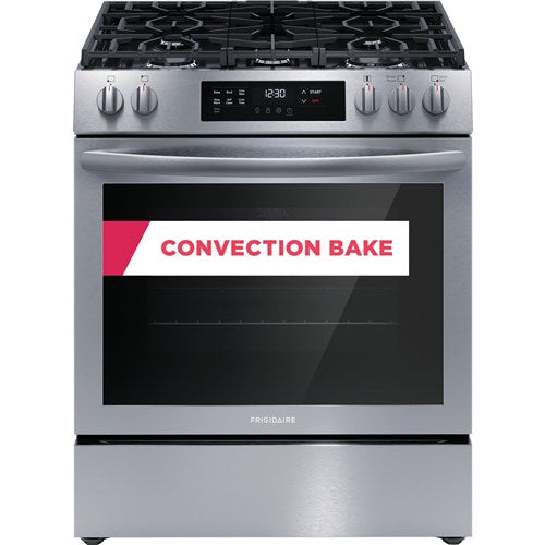 30 in. 5 Burners Slide-In Front Control Self-Cleaning Gas Range with Convection in Stainless Steel