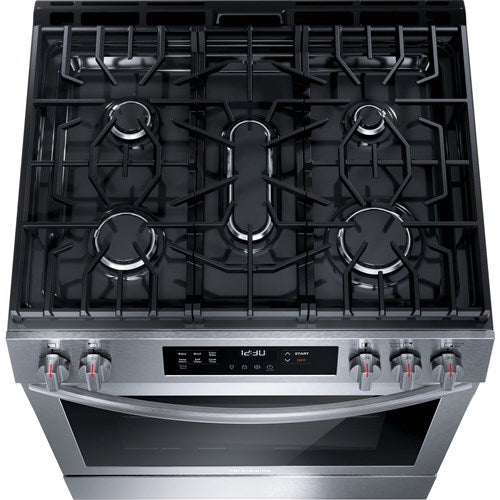 30 in. 5 Burners Slide-In Front Control Self-Cleaning Gas Range with Convection in Stainless Steel