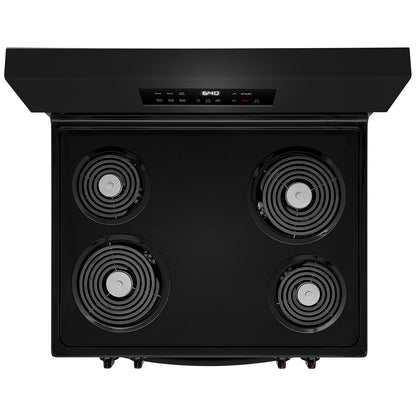 30 in. 4 Burner Free-Standing Electric Range in Black with One-Touch Self Clean