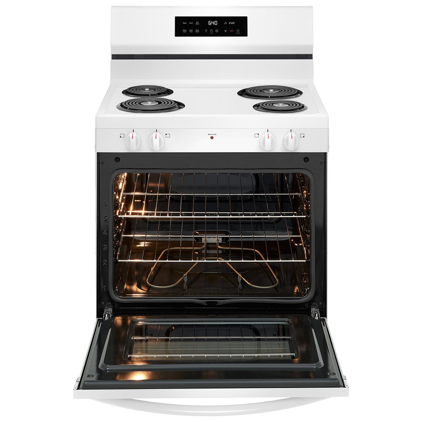 30 in. 4 Burner Free-Standing Electric Range in White with One-Touch Self Clean
