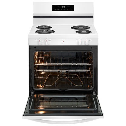 30 in. 4 Burner Free-Standing Electric Range in White with One-Touch Self Clean