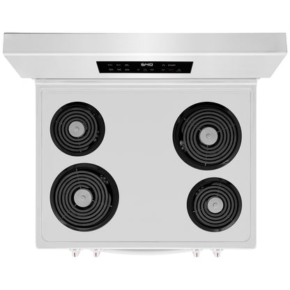 30 in. 4 Burner Free-Standing Electric Range in White with One-Touch Self Clean