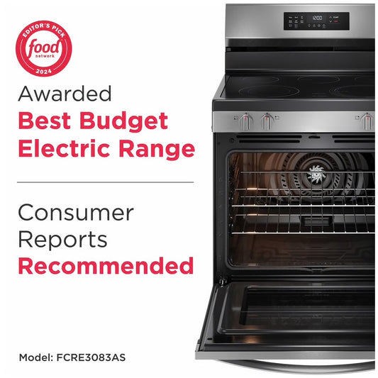 30 in. 5.3 cu. ft. 5 Burner Element Freestanding Self-Cleaning Electric Range in Stainless Steel with Air Fry