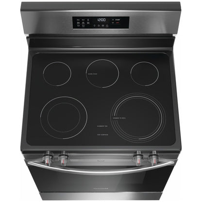 Cocina eléctrica independiente de acero inoxidable con autolimpieza y 5 quemadores, de 30 pulgadas y 5,3 pies cúbicos, con freidora de aire