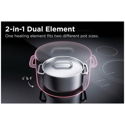 Cocina eléctrica independiente de acero inoxidable con autolimpieza y 5 quemadores, de 30 pulgadas y 5,3 pies cúbicos, con freidora de aire