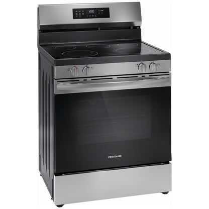 Cocina eléctrica independiente de acero inoxidable con autolimpieza y 5 quemadores, de 30 pulgadas y 5,3 pies cúbicos, con freidora de aire