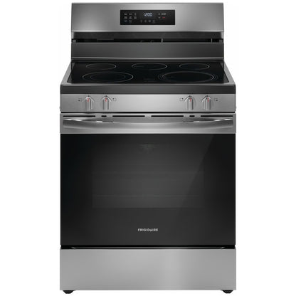 Cocina eléctrica independiente de acero inoxidable con autolimpieza y 5 quemadores, de 30 pulgadas y 5,3 pies cúbicos, con freidora de aire