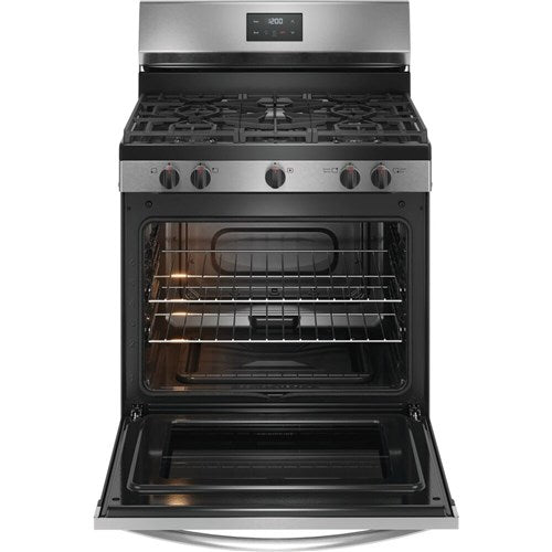 30 in. 5 Burner Freestanding Gas Range in Stainless Steel with Quick Boil and Even Baking Technology