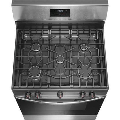 Cocina a gas independiente de 30 pulgadas y 5 quemadores en acero inoxidable con tecnología de ebullición rápida y horneado uniforme