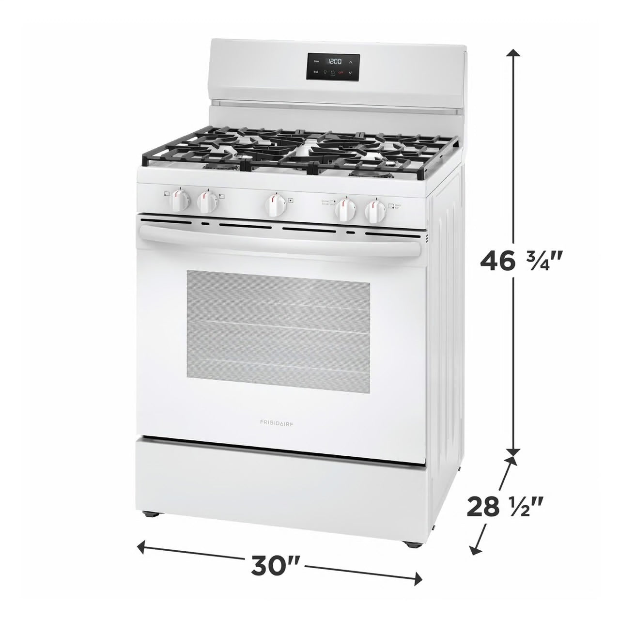 30 in 5 Burner Freestanding Gas Range in White with Quick Boil and Even Baking Technology