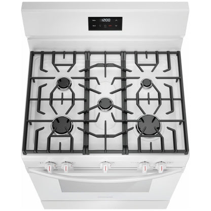 30 in 5 Burner Freestanding Gas Range in White with Quick Boil and Even Baking Technology