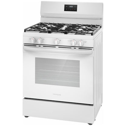 30 in 5 Burner Freestanding Gas Range in White with Quick Boil and Even Baking Technology