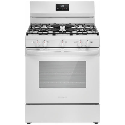 30 in 5 Burner Freestanding Gas Range in White with Quick Boil and Even Baking Technology