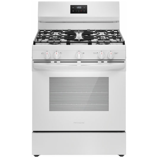 30 in 5 Burner Freestanding Gas Range in White with Quick Boil and Even Baking Technology