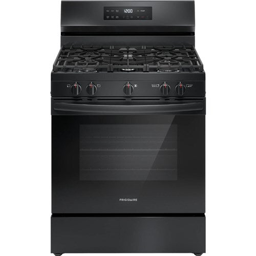 30 in 5 Burner Freestanding Gas Range in Black with Quick Boil and Steam Clean