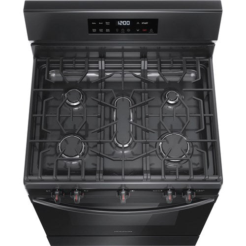 30 in 5 Burner Freestanding Gas Range in Black with Quick Boil and Steam Clean