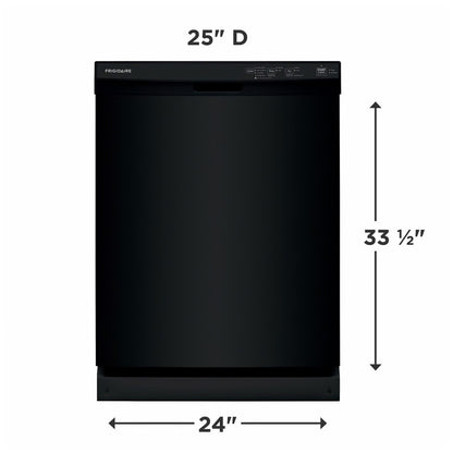 24 in Front Control Built-In Tall Tub Dishwasher in Black with 4-cycles and DishSense Sensor Technology