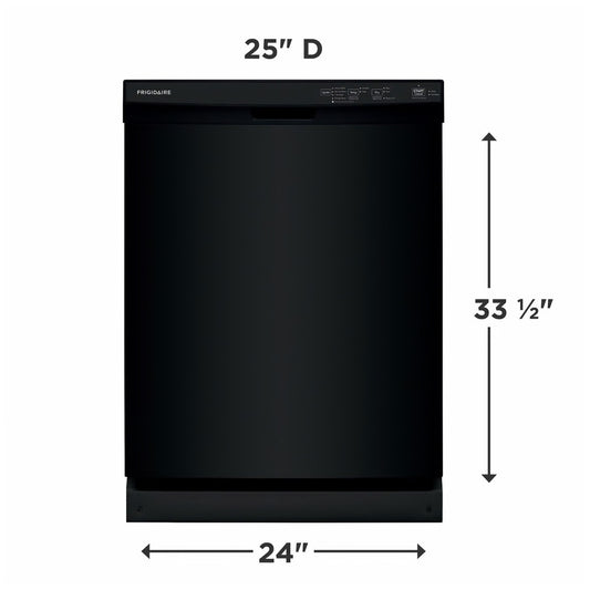 24 in Front Control Built-In Tall Tub Dishwasher in Black with 4-cycles and DishSense Sensor Technology