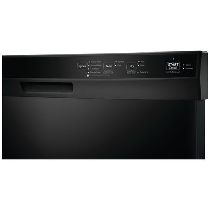 24 in Front Control Built-In Tall Tub Dishwasher in Black with 4-cycles and DishSense Sensor Technology