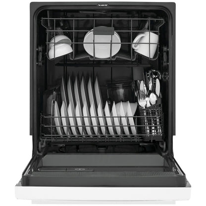 Lavavajillas de tina alta empotrado con control frontal de 24 pulgadas en color blanco con 4 ciclos y tecnología de sensor DishSense