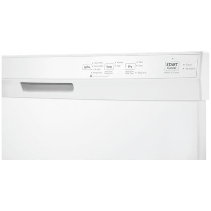 Lavavajillas de tina alta empotrado con control frontal de 24 pulgadas en color blanco con 4 ciclos y tecnología de sensor DishSense