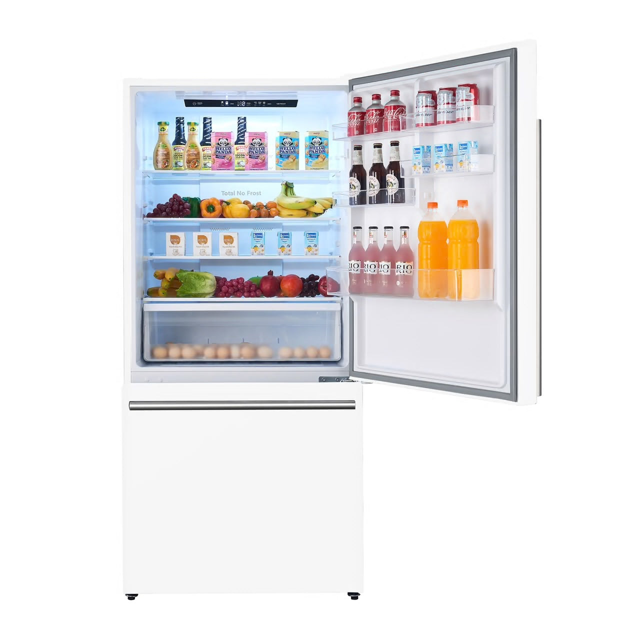 31 in. 17.2 cu. ft. Antique Brass Handles Included Milano Espresso Bottom Freezer Right Swing Door Refrigerator in White