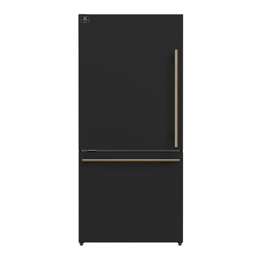 Milano Espresso 31-Inch Black Bottom Freezer Refrigerator, 17.2 Cu. Ft., Energy-Efficient, No Frost, Built-In Ice Maker