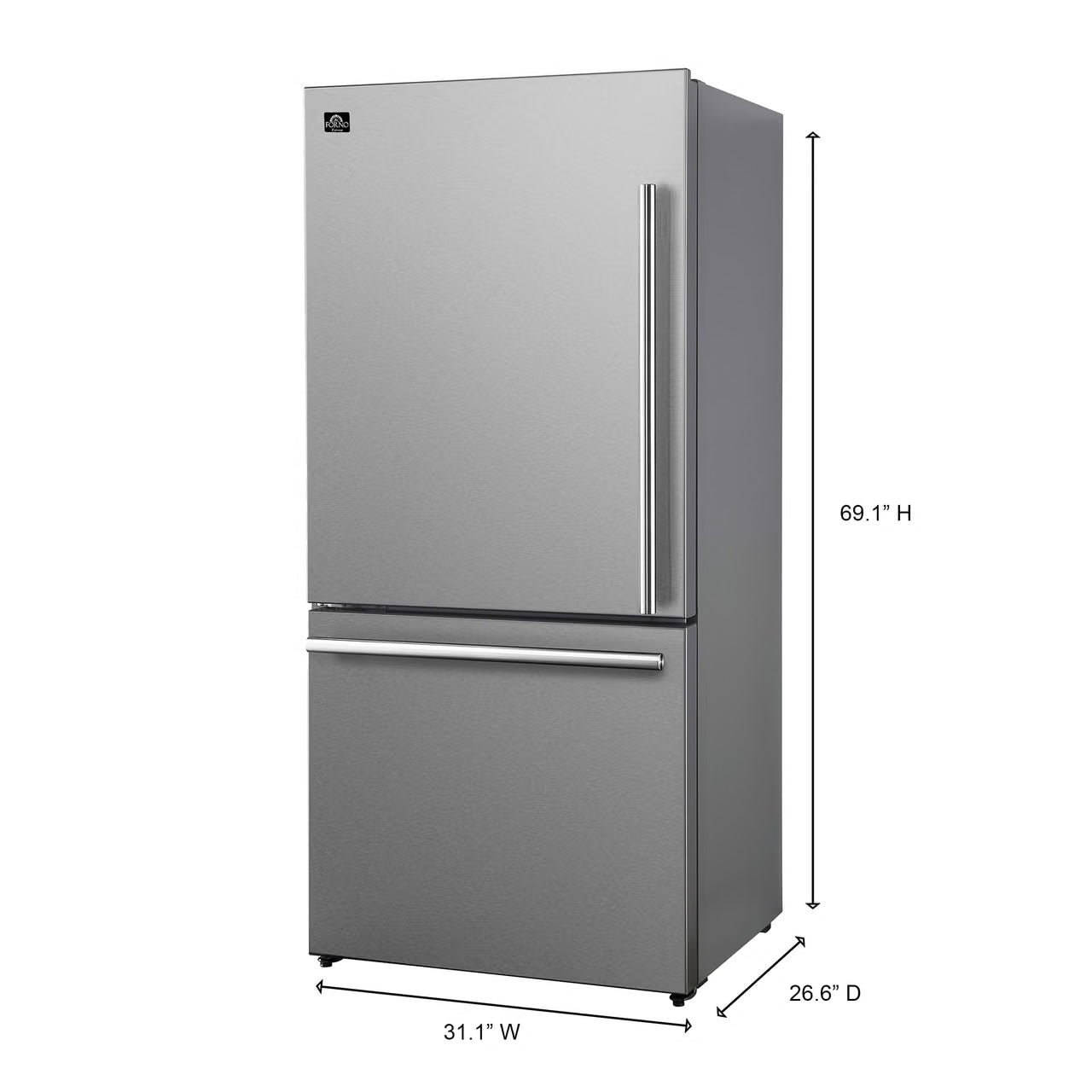 Milano Espresso 31-Inch Stainless Steel Bottom Freezer Refrigerator, 17.2 cu.ft., Built-In Ice Maker, ENERGY STAR