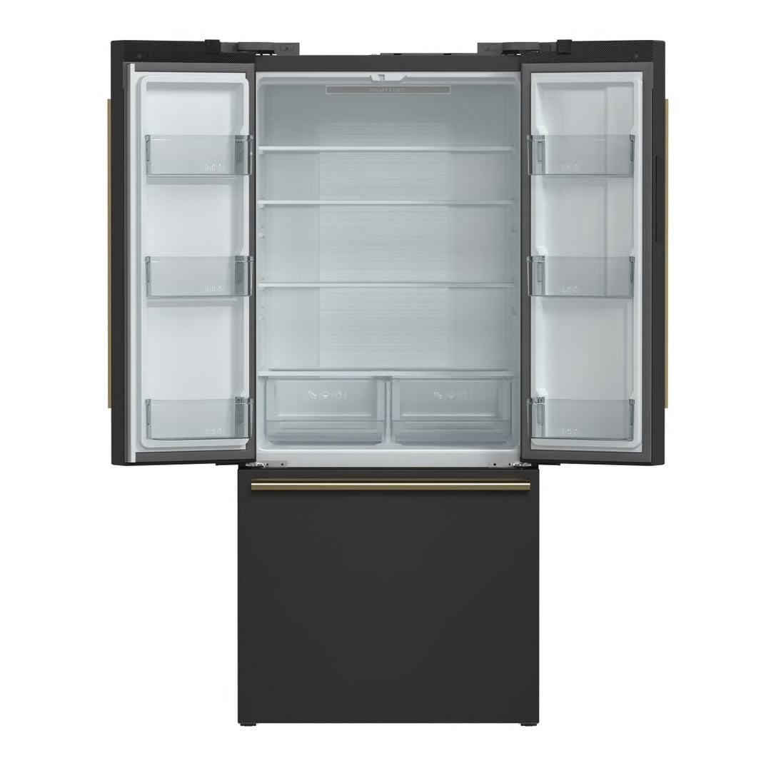 Espresso Gallipoli 30 in. French Door Black Refrigerator, 17.5 cu. ft. Capacity with Ice Maker