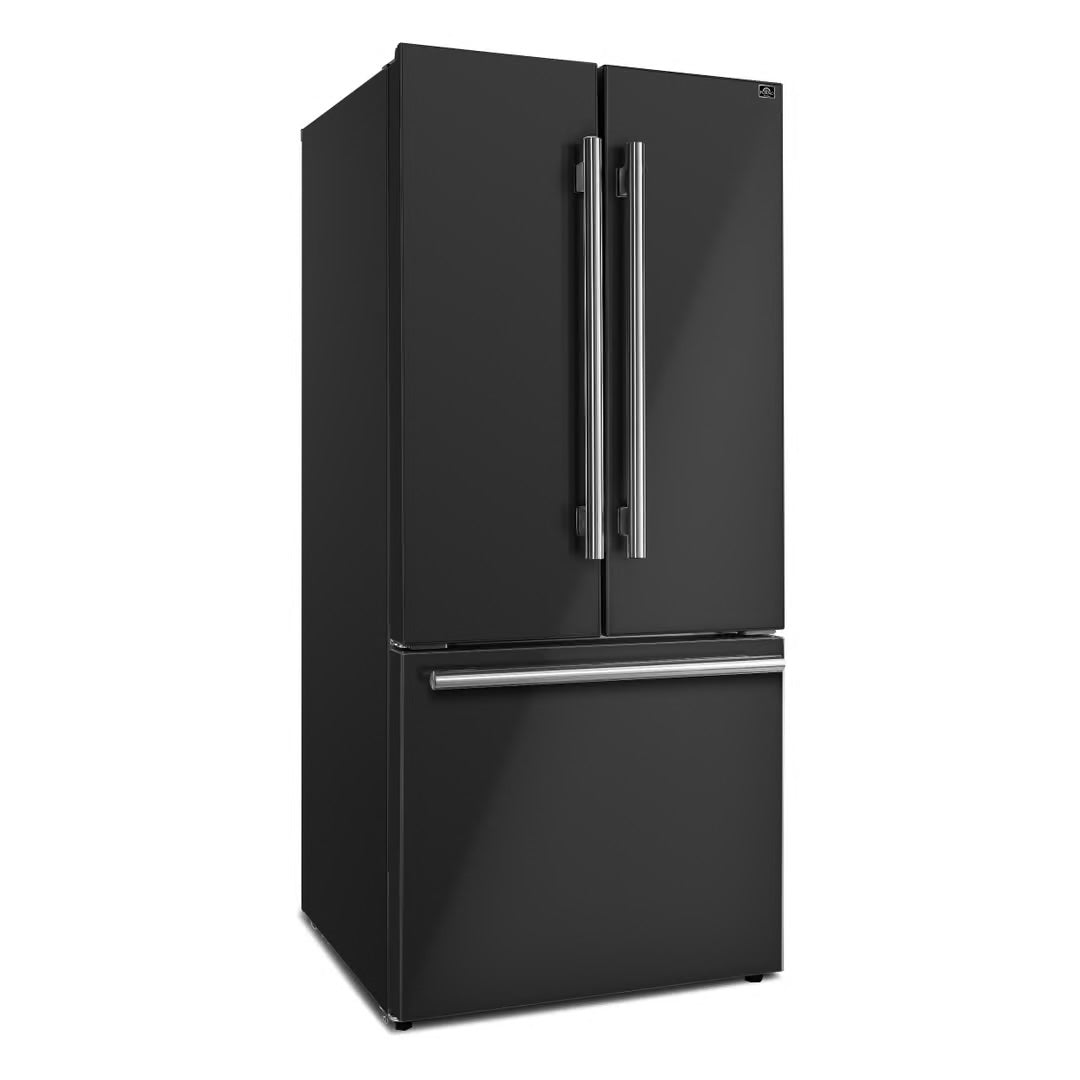 Espresso Gallipoli 30 in. French Door Black Refrigerator, 17.5 cu. ft. Capacity with Ice Maker