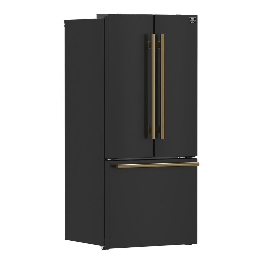 Espresso Gallipoli 30 in. French Door Black Refrigerator, 17.5 cu. ft. Capacity with Ice Maker