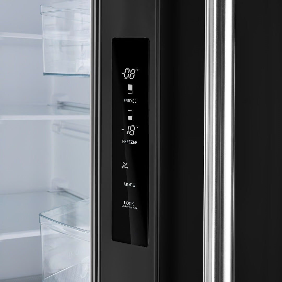 Espresso Gallipoli 30 in. French Door Black Refrigerator, 17.5 cu. ft. Capacity with Ice Maker