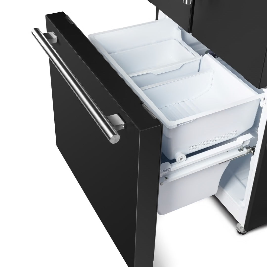 Espresso Gallipoli 30 in. French Door Black Refrigerator, 17.5 cu. ft. Capacity with Ice Maker