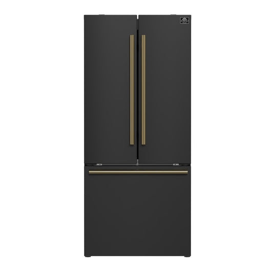 Espresso Gallipoli 30 in. French Door Black Refrigerator, 17.5 cu. ft. Capacity with Ice Maker