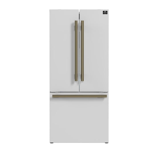 Espresso Gallipoli 30 in. French Door White Refrigerator, 17.5 cu. ft. Capacity with Ice Maker