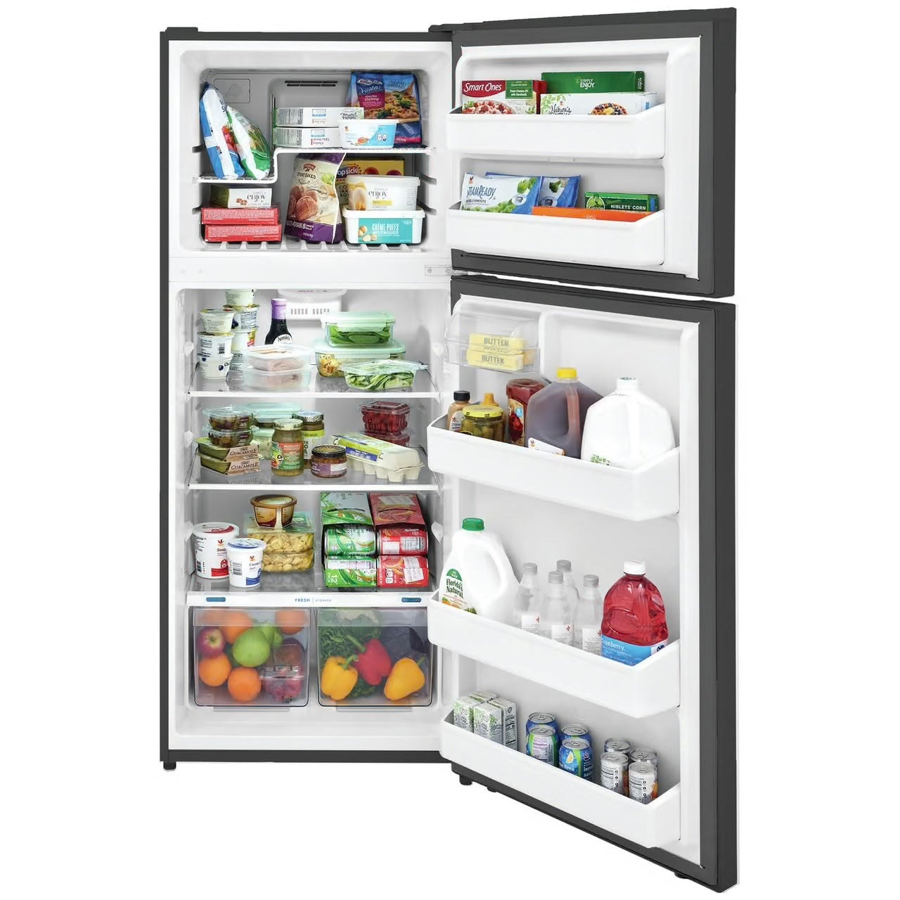 Refrigerador de 18 pies cúbicos con congelador superior en apariencia de acero inoxidable resistente a las huellas dactilares, ENERGY STAR