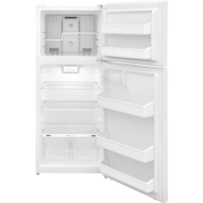 Refrigerador blanco de 28 pulgadas y 18 pies cúbicos con congelador superior, certificación ENERGY STAR