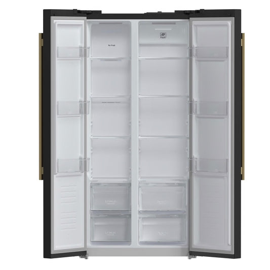 Salerno Espresso 33-inch Side-by-Side 15.6 Cu.Ft. Black Refrigerator - Black/Antique Brass