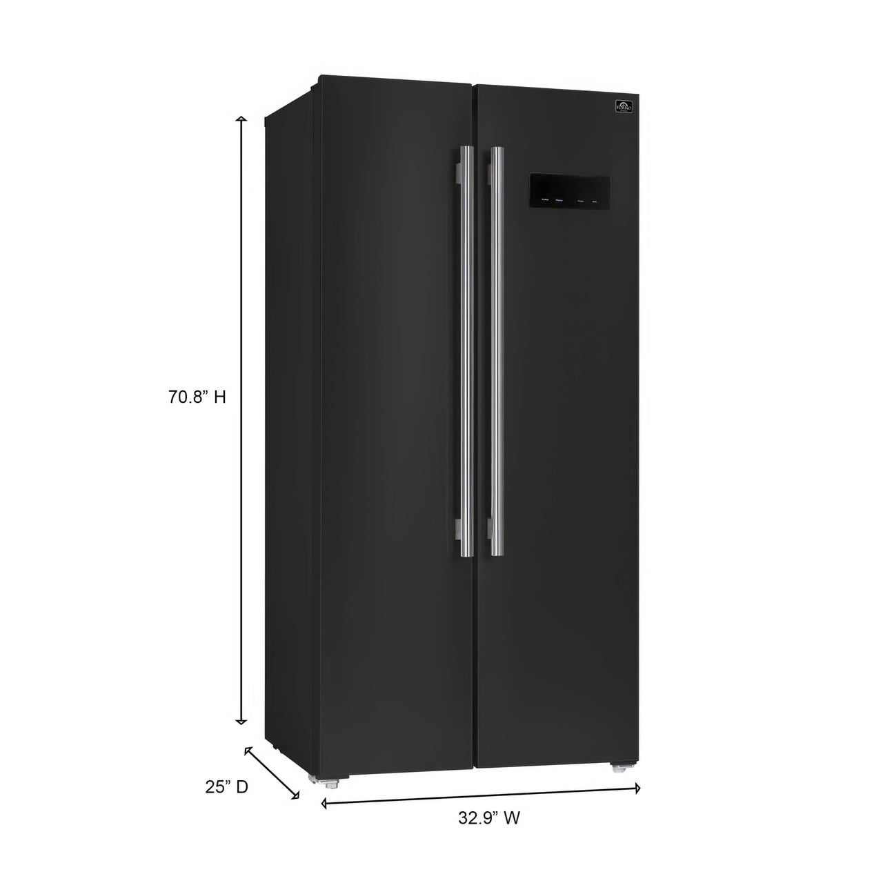 Salerno Espresso 33-inch Side-by-Side 15.6 Cu.Ft. Black Refrigerator - Black/Antique Brass