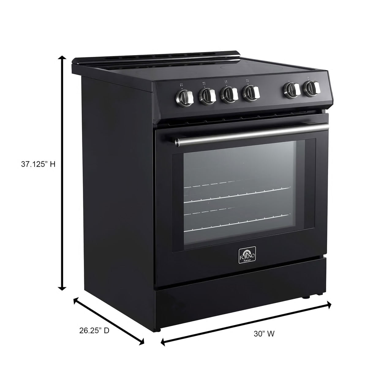 Leonardo Espresso 30 in. 4 Element 5.0 cu. ft Electric Range Convection Oven in Black