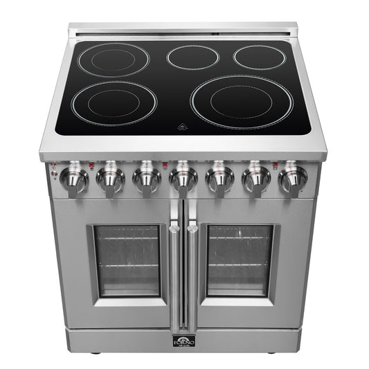 Massimo 30-Inch Freestanding French Door Electric Range, True Convection Oven