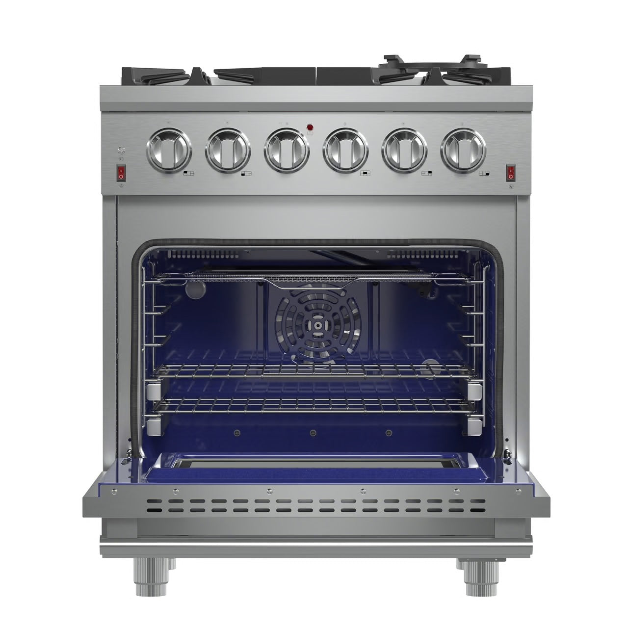 Massimo 30-Inch Freestanding Gas Range, 4 Burners, True Convection Oven