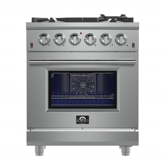Massimo 30-Inch Freestanding Gas Range, 4 Burners, True Convection Oven
