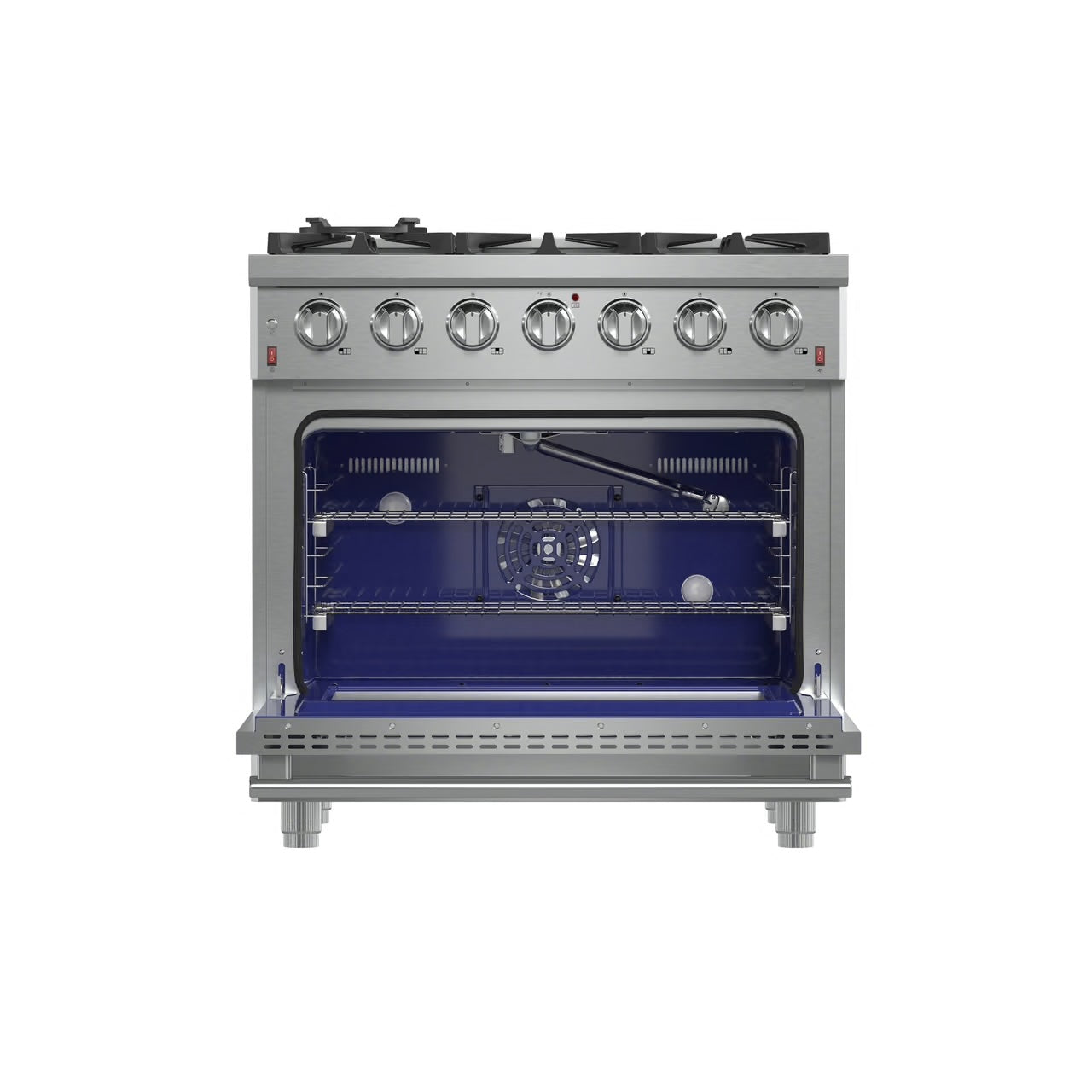Massimo 36-Inch Freestanding Gas Range, 6 Sealed Burners, Convection Oven, Energy Efficient