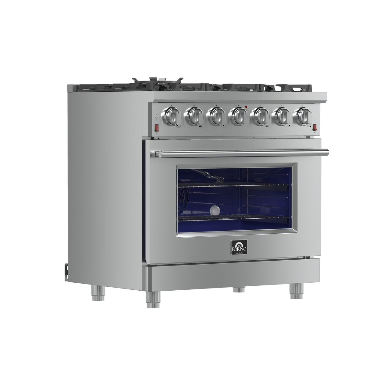 Massimo 36-Inch Freestanding Gas Range, 6 Sealed Burners, Convection Oven, Energy Efficient