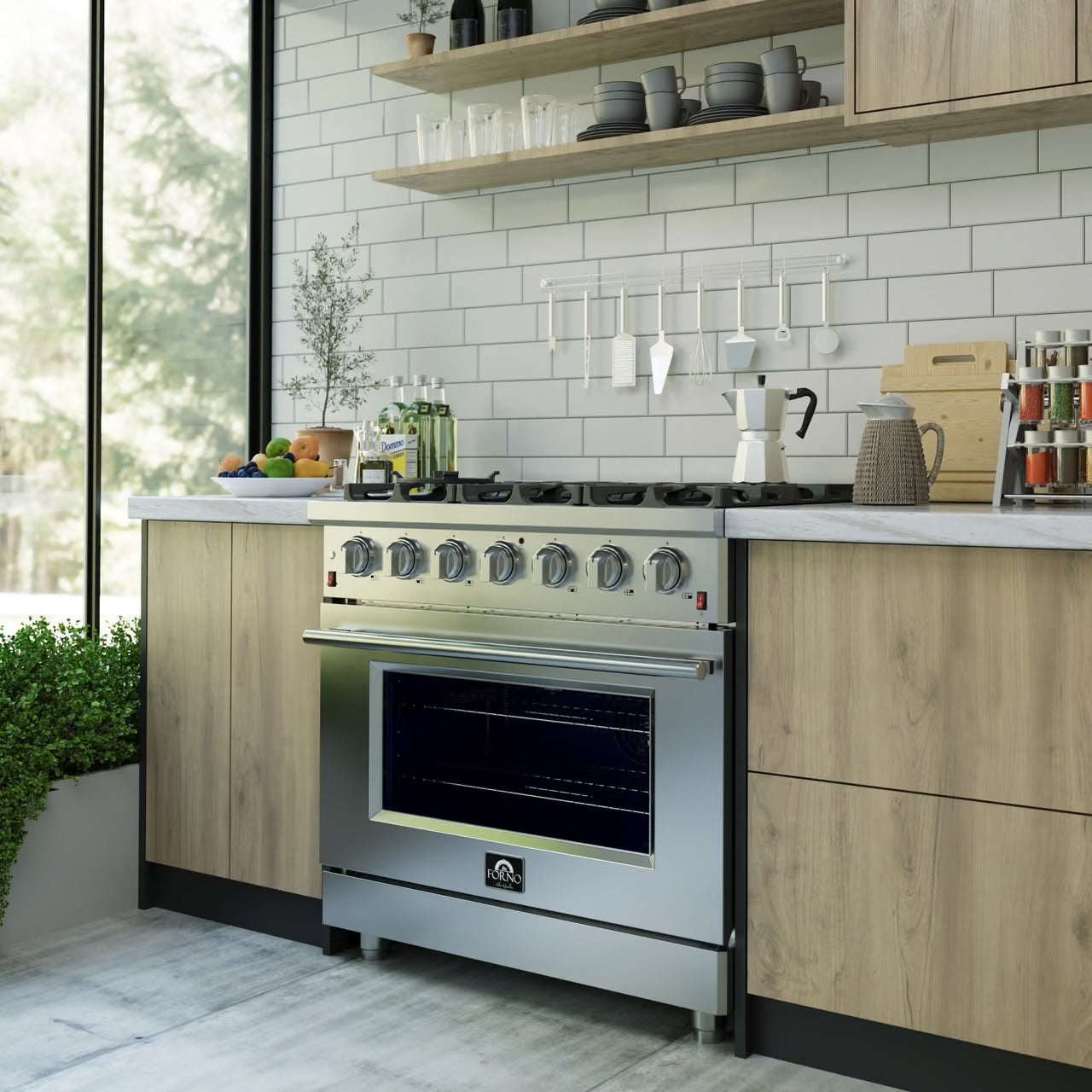 Massimo 36-Inch Freestanding Gas Range, 6 Sealed Burners, Convection Oven, Energy Efficient