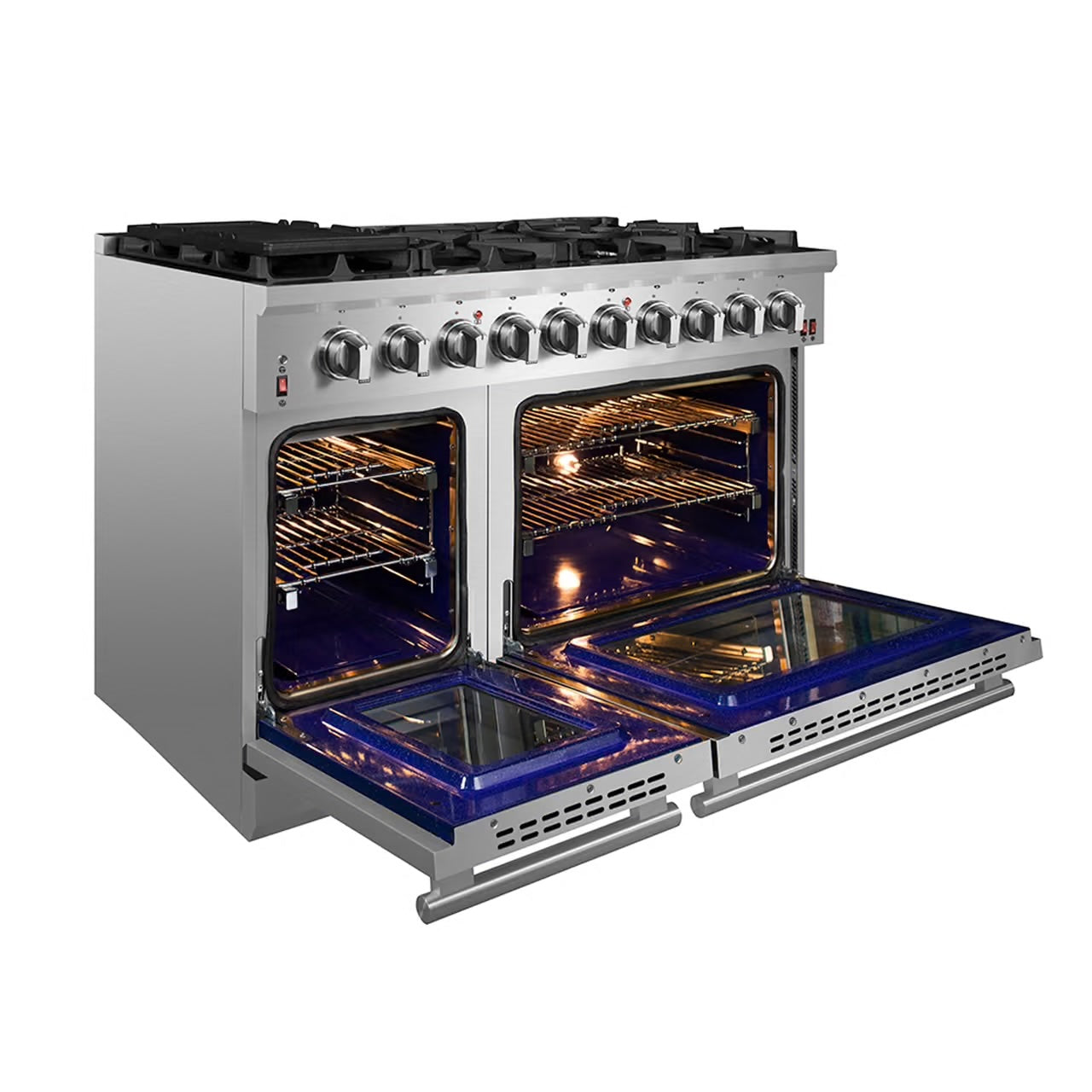 Massimo 48-Inch Freestanding Gas Range, 8 Burners, True Convection Oven