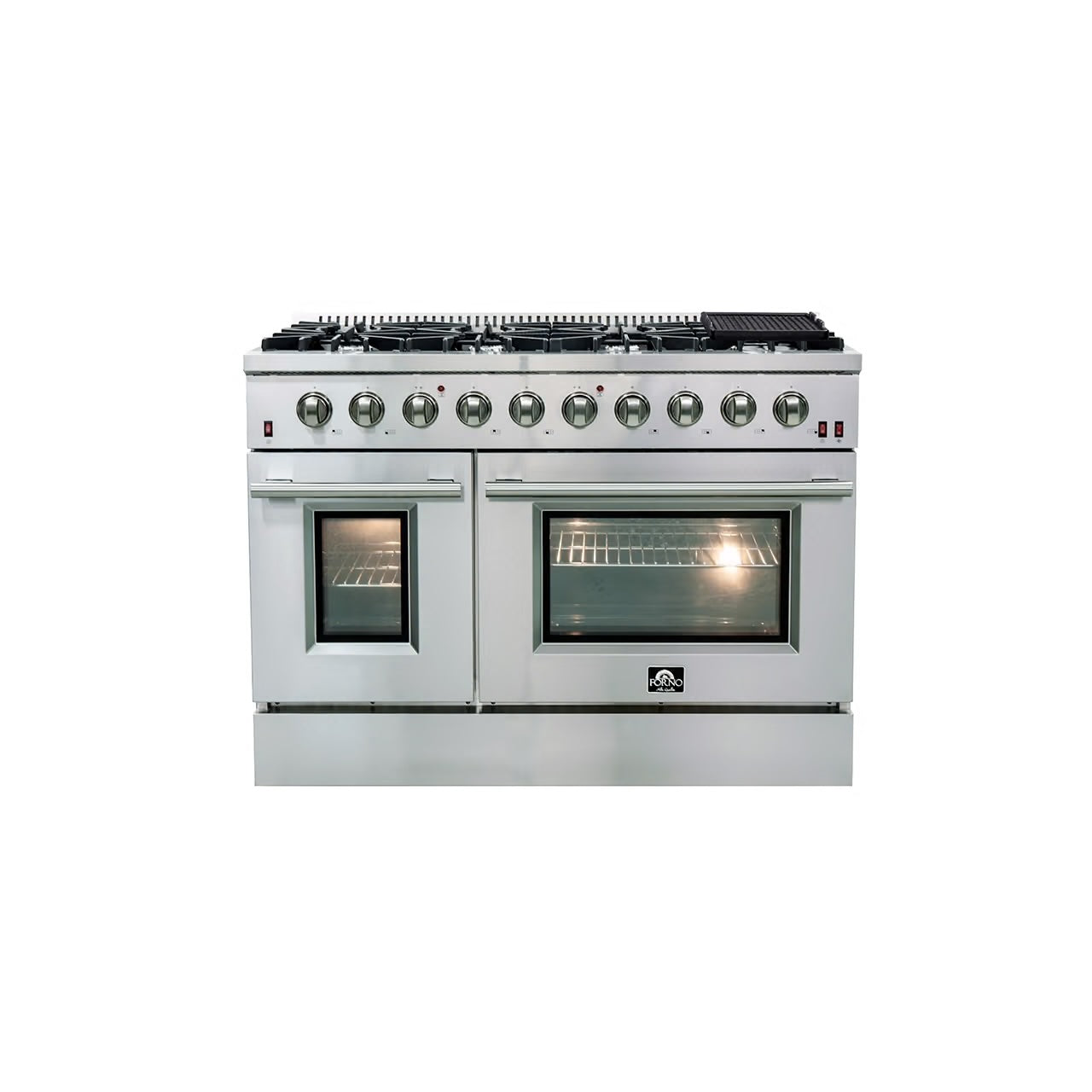Galiano 48-Inch Freestanding Gas Range, Stainless Steel, 8 Burners, 107,000 BTU, Griddle, Double Ovens, Energy Efficient